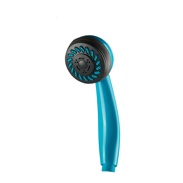ZH2010B turquoise handheld shower head with dark gray face plate and radial slot nozzles