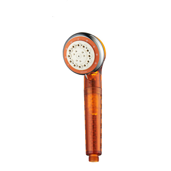 ZH2092T-1O transparent orange handheld filter shower head with chrome rim and mineral bead handle