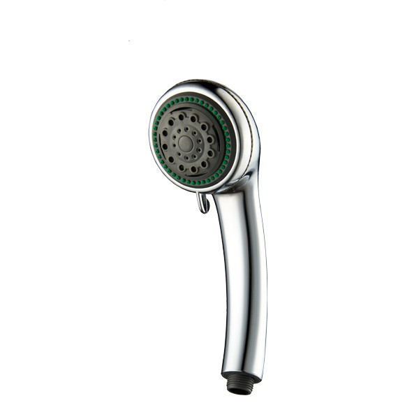 ZH2137C chrome multi-function handheld shower head with green rubber nozzle ring and dark grey face
