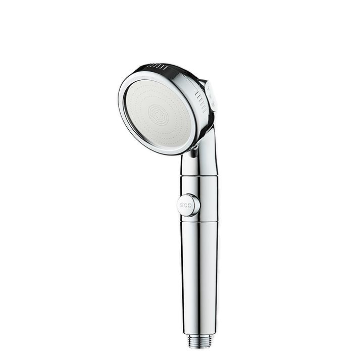 ZH2256C polished chrome handheld shower head with white micro-nozzle face, top selector and stop button