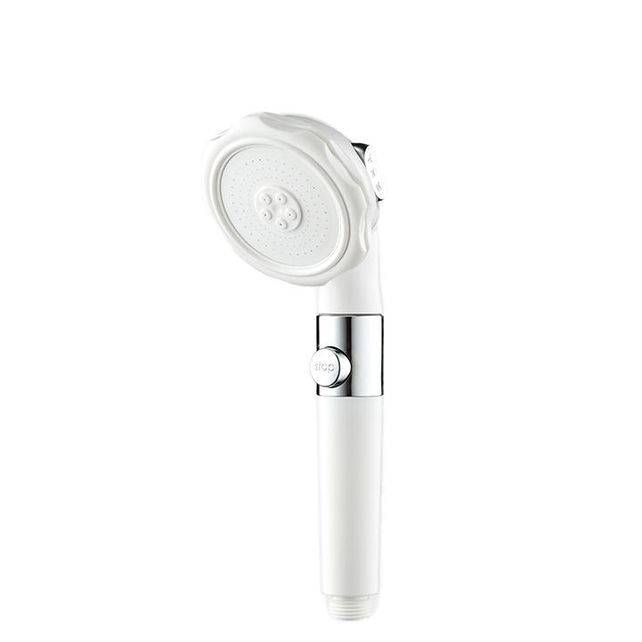 ZH2257W white handheld shower head with chrome collar stop button and fine-nozzle face plate