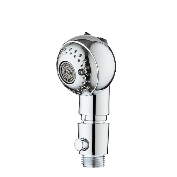 ZH2985 compact chrome baby shower head with ball swivel head, mesh center outlet and side push button
