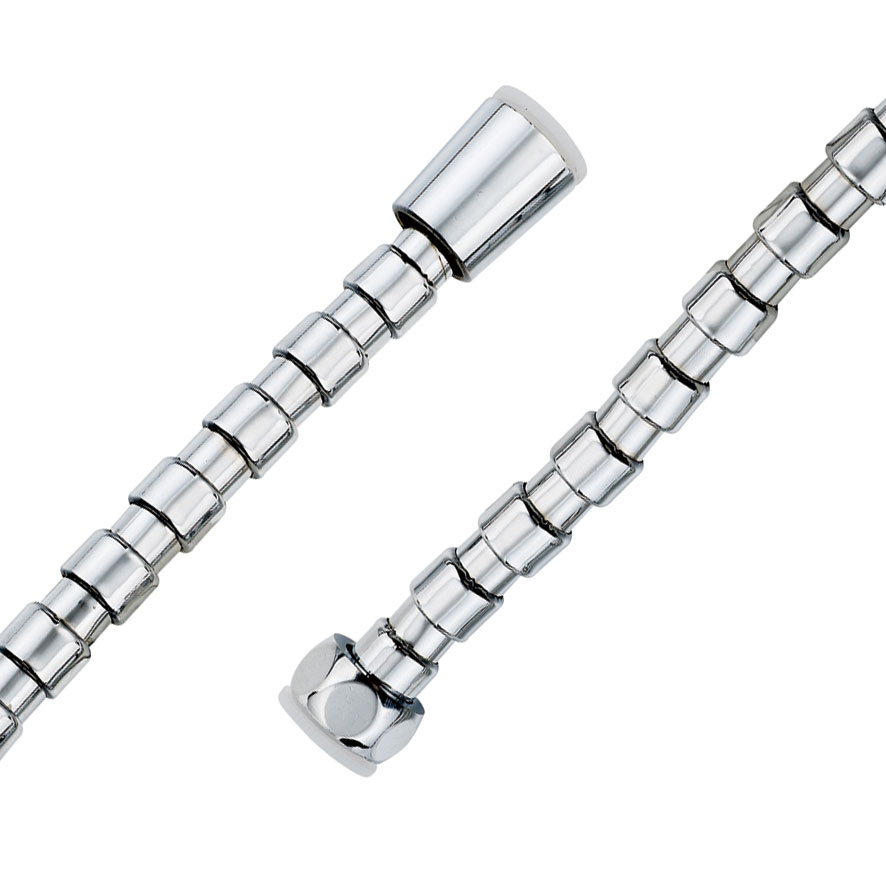 ZHSH0013 polished chrome segmented ring-link shower hose with conical and hex end nuts